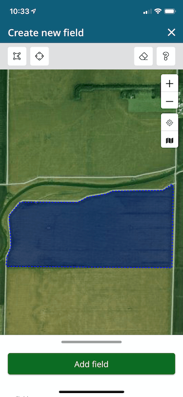 Screenshot of FarmQA Scouting with the final result of drawing a field