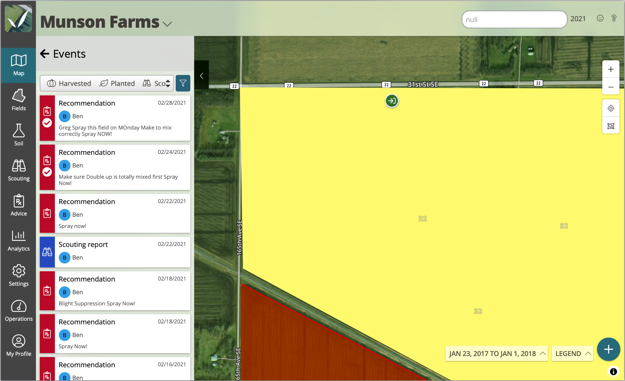 Screenshot display FarmQA field journals