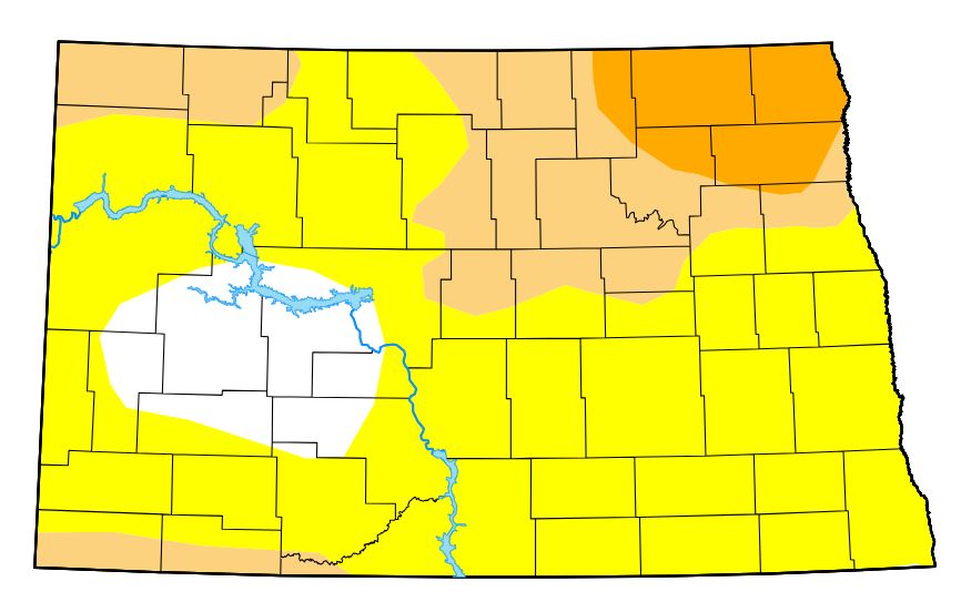 Diagram of the state of drought in North Dakota