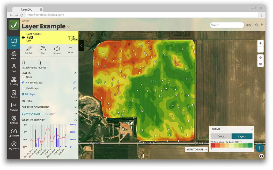 A list of products shown on FarmQA Web and the FarmQA mobile app.