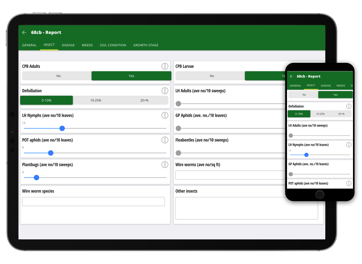 Example of data collection on tablet and mobile device