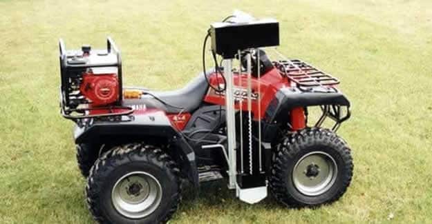 Amity Soil Sampler attached to an ATV sampling soil