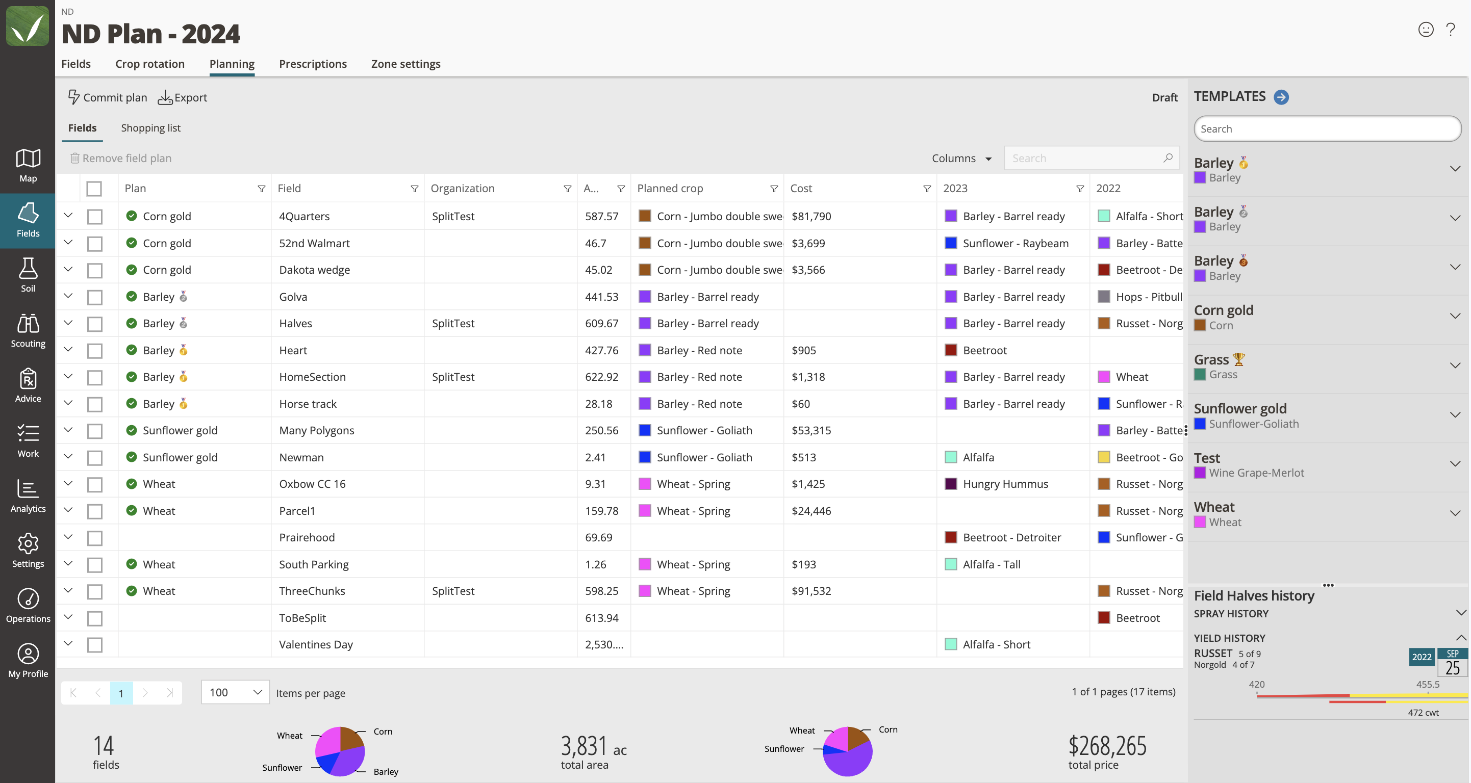 Screenshot of planning tool