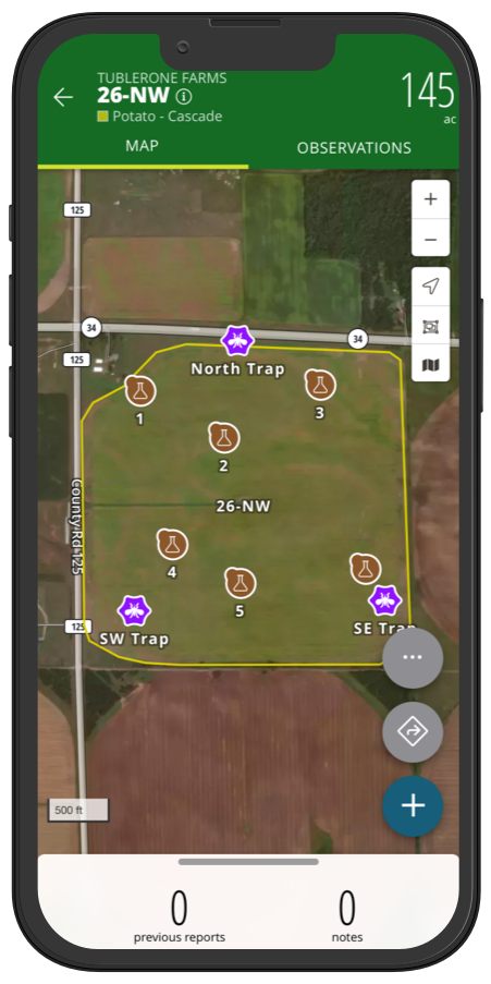 Screenshot of FarmQA mobile apps soil sampling capabilities
